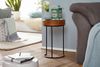 Wohnling Beistelltisch Massiv-Holz Wohnzimmer-Tisch Metallbeine Landhaus-Stil, 45x28 cm, Sheesham Bild 3
