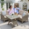 HOMECALL Gartenlounge-Set Gartenlounge-Set Dining Lounge mit Esstisch, Rattan für 5-6 Personen, (Set, 2x 2er Sofa, 1x 1er Sofa, 1x Tisch 73x73x69cm,Loungeset Outdoor), Wetterfester Rahmen Sitzbereich für 5 Personen, COMLAX FIELD Bild 3