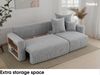 MEBLINI Schlafcouch mit Bettkasten - 238 x 142 x 73 cm - Hellgrau Cordstoff - SOLARIS - Kleines Ecksofa mit Schlaffunktion - Sofa mit Relaxfunktion und Kissen - Kleine Couch L-Form - Eckcouch Bild 4