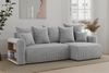 MEBLINI Schlafcouch mit Bettkasten - 238 x 142 x 73 cm - Hellgrau Cordstoff - SOLARIS - Kleines Ecksofa mit Schlaffunktion - Sofa mit Relaxfunktion und Kissen - Kleine Couch L-Form - Eckcouch Bild 2