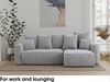 MEBLINI Schlafcouch mit Bettkasten - 238 x 142 x 73 cm - Hellgrau Cordstoff - SOLARIS - Kleines Ecksofa mit Schlaffunktion - Sofa mit Relaxfunktion und Kissen - Kleine Couch L-Form - Eckcouch Bild 3