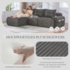 Modulares 3-Sitzer Cordsofa m. Hocker, Getränkehalter, Tasche, Dunkelgrau Bild 5