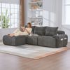 Modulares 3-Sitzer Cordsofa m. Hocker, Getränkehalter, Tasche, Dunkelgrau Bild 1