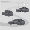 Modulares 3-Sitzer Cordsofa m. Hocker, Getränkehalter, Tasche, Dunkelgrau Bild 3