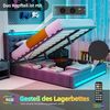 oyajia Stauraumbett LED Hydraulisches Doppelbett 140x200cm mit Ladefunktion (LED, USB- & Typ-C-Ladestation), 90/140/160 x200cm mit Ladefunktion Bild 4