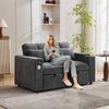 Schlafsofa 3-in-1 ausziehbar, verstellbare Lehne, USB, Tisch, Getränkehalter, Beige Bild 5