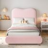 Polsterbett Einzelbett Kinderbett, hydraulisches Funktionsbett mit Lattenrost Kopfteil großem Stauraum, Samt, Rosa, 90 x 200 cm Bild 4