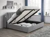 Vente-unique - TEOMIS Bett SamtStoff Grau - B 206 cm x H 122,5 cm x L 164 cm Bild 2