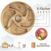 Ø25cm Servierplatte aus natürlichem Holz mit 5 geteilten Fächern, Servierteller von Vorspeisen, Käse und Snacks, Holzplatte Cheeseboard für Fleisch und Käse, Käseplatte, Cheese Board Bild 2