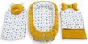 Loolay Kuschelnest BABYNEST 5 TLG. Set PREMIUM Babyausstattung Baumwolle & Samt Velours, (MUSTER: GELB Samt Velour/ Herzchen Grau, 5-tlg, Liebevoll handgefertigt Nestchen! Geborgenheit Komfort für Neugeborene), Premium Ausstattung - 100% Europäische St... Bild 2