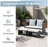 Sunsitt Gartenbank Outdoor Loveseat (3-tlg Terrassenmöbel-Set, Allwetter Rattan Gartenbank mit 2 Hocker), Grau Rattan&Grau Kissen Bild 3