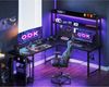 Gaming Tisch LED Reversibel Schwarz Schreibtisch L-Form 2 USB 2 Steckdosen Bild 2