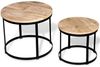2-tlg. Couchtisch-Set, Sofatische Raues Mangoholz Rund 40cm/50cm Bild 5