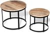 2-tlg. Couchtisch-Set, Sofatische Raues Mangoholz Rund 40cm/50cm Bild 2