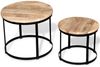 2-tlg. Couchtisch-Set, Sofatische Raues Mangoholz Rund 40cm/50cm Bild 4