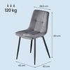 VASAGLE Esszimmerstühle 2er Set, 360° Drehbar, Ergonomischer Samtstuhl, 43 x 52 x 83 cm, Grau Bild 5
