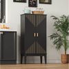 Flieks Mehrzweckschrank Hochschrank mit 2 Türablagen, Beine aus Massivholz (1-St, H120xB59xT30 cm) Küchenschrank Sideboard Aufbewahrungsschrank Schwarz Bild 2