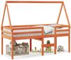 vidaXL Hochbett mit Dach Wachsbraun 75x190 cm Massivholz Kiefer 3282103 Bild 2