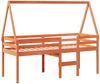 vidaXL Hochbett mit Dach Wachsbraun 75x190 cm Massivholz Kiefer 3282103 Bild 3