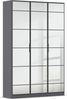 rauch Acero, Garderobenschrank in moderner Loft-Optik, 3-türig, 3 Glastüren, mit 8 Einlegeböden, Farbe Grau metallic, BxHxT 136x210x41cm Bild 3