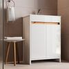 Waschbeckenunterschrank Lemgo Weiß Hochglanz 2 Teile, Unterschrank 60 cm Vicco Bild 4