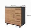 Waschbeckenunterschrank Ilias Anthrazit/Goldkraft Eiche 60 x 60.8 cm mit Tür und 3 Schubladen Vicco Bild 2