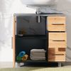 Waschbeckenunterschrank Ilias Anthrazit/Goldkraft Eiche 60 x 60.8 cm mit Tür und 3 Schubladen Vicco Bild 4