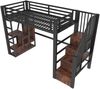 Hochbett 90×200 cm aus Metall und MDF mit LED-Beleuchtung und Stauraum, schwarz Bild 5