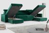 'FOX-U' Ecksofa, U-Form, mit Schlaffunktion und Bettkasten, Dunkelgrün, Velours Bild 2