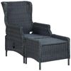 vidaXL Gartensessel Verstellbar mit Fußhocker Poly-Rattan Dunkelgrau 313303 Bild 2