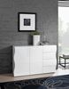 Dmora Kommode Aksa, Küchen-Sideboard mit 2 Türen und 4 Schubladen, Wohnzimmer-Buffet, 100 % Made in Italy, 124 x 40 x 81 cm, glänzendes Weiß, Bild 2