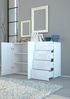 Dmora Kommode Aksa, Küchen-Sideboard mit 2 Türen und 4 Schubladen, Wohnzimmer-Buffet, 100 % Made in Italy, 124 x 40 x 81 cm, glänzendes Weiß, Bild 4