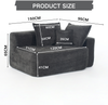 2-Sitzer Sofa, ohne Montage weiches Sofa mit Kissen und Seitentaschen, Stoff, Schwarz, — Bild 2