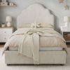 Merax Polsterbett, Einzelbett, Kinderbett 90x200 cm, Bett mit gepolstertes Kopfteil, leinen, beige Bild 3