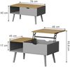 Couchtisch Stora Grau 76 x 45 cm mit Liftfunktion Vicco Bild 2