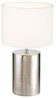 LED Tischlampe mit Keramikfuß Silber Antik & Stoffschirm Leinen Weiß, Höhe 43cm Bild 4