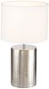 LED Tischlampe mit Keramikfuß Silber Antik & Stoffschirm Leinen Weiß, Höhe 43cm Bild 5