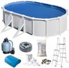 SwimFun Stahlwandpool oval L610 × B375 × H132 cm – Familienpool Komplett-Set Bild 2