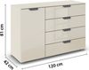 rauch Aditio Box, Kommode, 1-türig, 4 Schubladen, mit Glasfront, mit Softclose-Funktion, Farbe Beige, BxHxT 120x81x42cm Bild 4