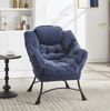 Loungesessel mit Hocker 80x64x95 cm – Navy Blue, mit Seitentasche und Stahlrahmen Bild 5