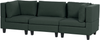 Beliani 'Unstad' Sofa, Grün, Leinenoptik, 72 x 76 x 228 cm, ohne Ottomane, Einzelsofa Bild 4