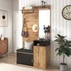 Garderoben-Set mit Sitzfläche, Spiegel, Schuhschränke, Ablage, Kleiderstange und Haken Bild 4