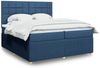 vidaXL Boxspringbett mit Matratze Blau 200x200 cm Stoff 3292169 Bild 1