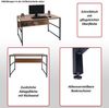 Schreibtisch HWC-K80, Bürotisch Computertisch Arbeitstisch Ablage, Metall MDF 120x60cm ~ grau-braun Bild 2