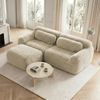2-Sitzer Modulsofa in L-Form H 73 x T 204 x B 179 cm aus Plüschstoff in Hellkhaki, rahmenlos Bild 2