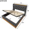 Novelux Smart-Bett 160x200 cm mit 360° LED, USB-C & Stauraum – Hydraulik-Polsterbett grau PU, Eisenrahmen, inkl. Matratze (H3, 25 cm) Bild 3