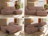 L-förmiges Ecksofa mit Armlehnen, Schlaffunktion und losen Kissen - BELLUNO - rechts - Rosa Boucle Bild 2