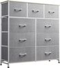 WLIVE Kommode kleiderschrank, 9 Schubladen mit Griffen, (Stauraumschrank Kommode mit Stoffschubladen), Modernes Sideboard, 100 × 30 × 102 cm, Vintagebraun-Schwarz Bild 5