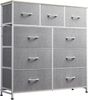 WLIVE Kommode kleiderschrank, 9 Schubladen mit Griffen, (Stauraumschrank Kommode mit Stoffschubladen), Modernes Sideboard, 100 × 30 × 102 cm, Vintagebraun-Schwarz Bild 4