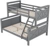 Merax Etagenbett mit Leiter und Sicherheitsgeländer, umbaubar in 2 getrennte Betten, Holzbett für Kinder, Jugendliche und Erwachsene, 90&(140)x200cm, grau(Ohne Matratze) Bild 5